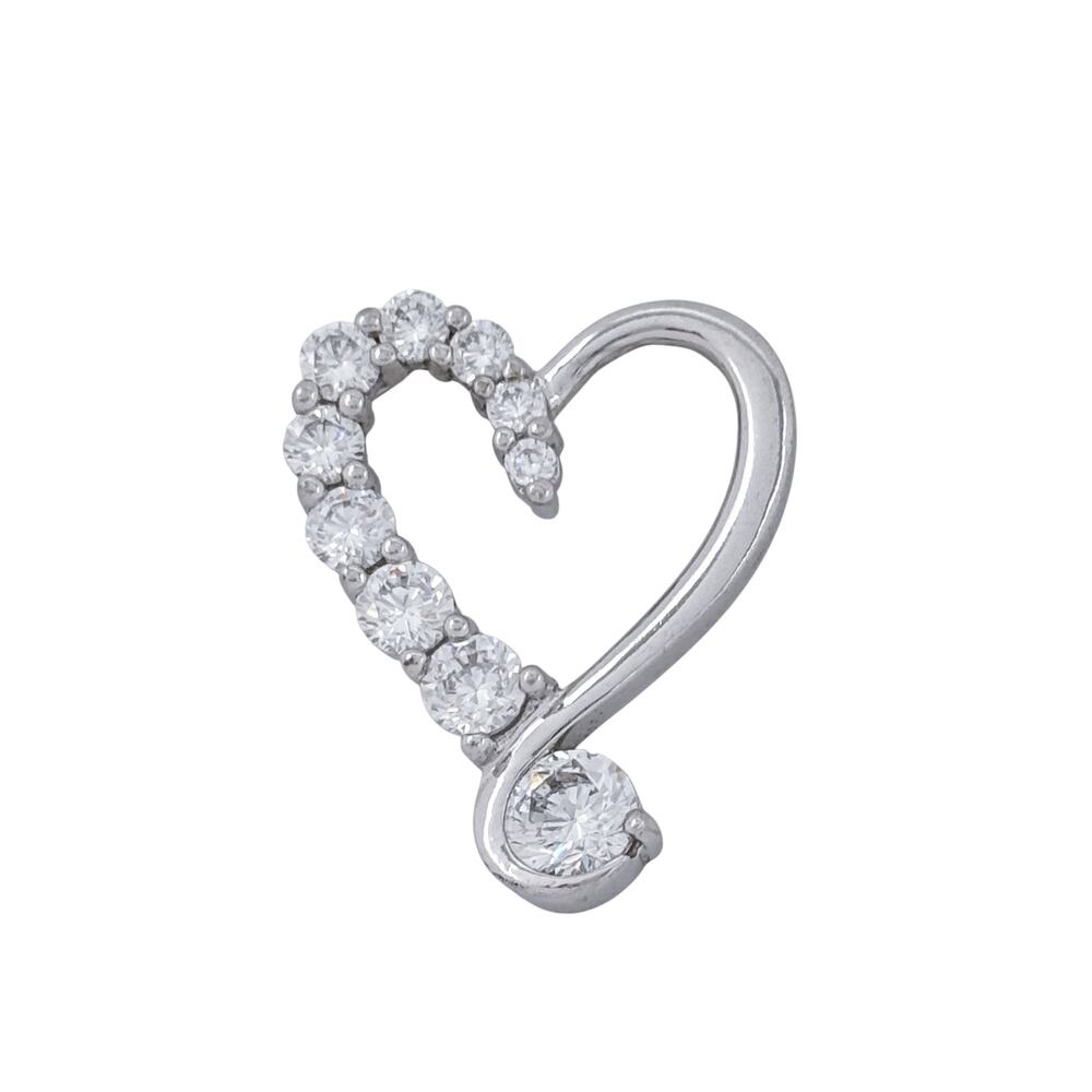 Vintage Sterling Silver 925 Graduated Cubic Zirconia Heart Pendant